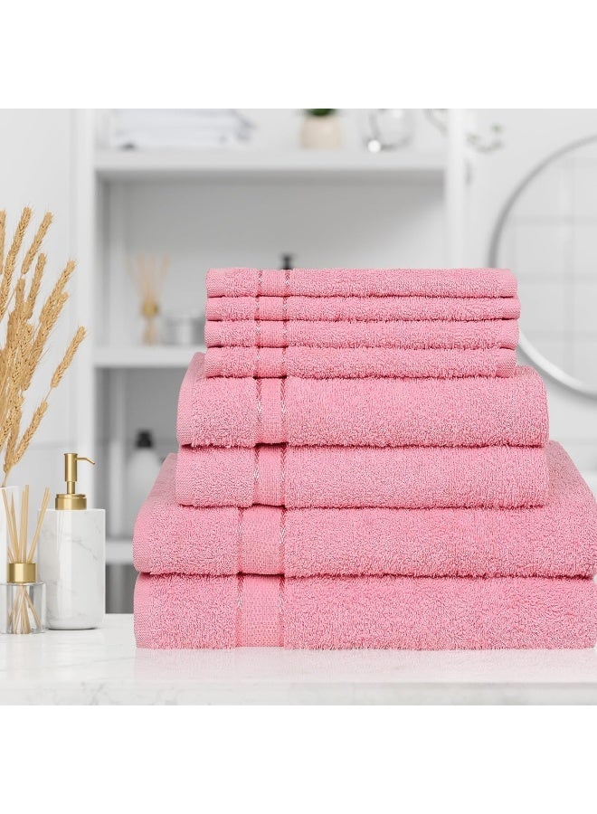 Bliss Casa 8 Pieces Towel Set - 2 Bath Towels 2 Hand Towels and 4 Washcloths Ring Spun Cotton Highly Absorbent Towels for Bathroom Shower Towel - Image 3