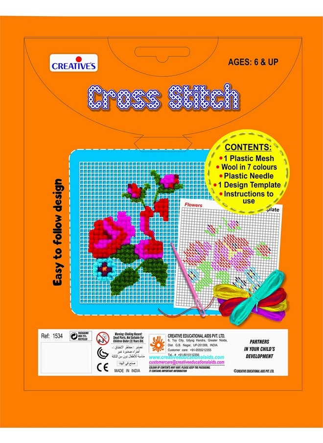 Creative's Creative's Cross Stitch Flower Craft Kit Embroidery Stitches Practice Kit Beginner Cross Stitching Art & Craft for Kids Activity Ages 6 & Up  - Image 2
