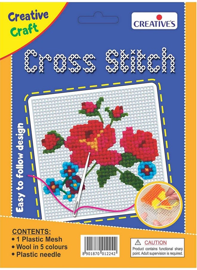Creative's Creative's Cross Stitch Flower Craft Kit Embroidery Stitches Practice Kit Beginner Cross Stitching Art & Craft for Kids Activity Ages 6 & Up  - Image 1