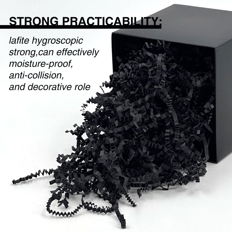 Corlcol 2LB Crinkle Cut Paper Shred Filler for Bag Gift Box Basket Confetti Paper Shreded Stuffing Decoration for Valentine's Day Holiday Party(Black) - Image 4