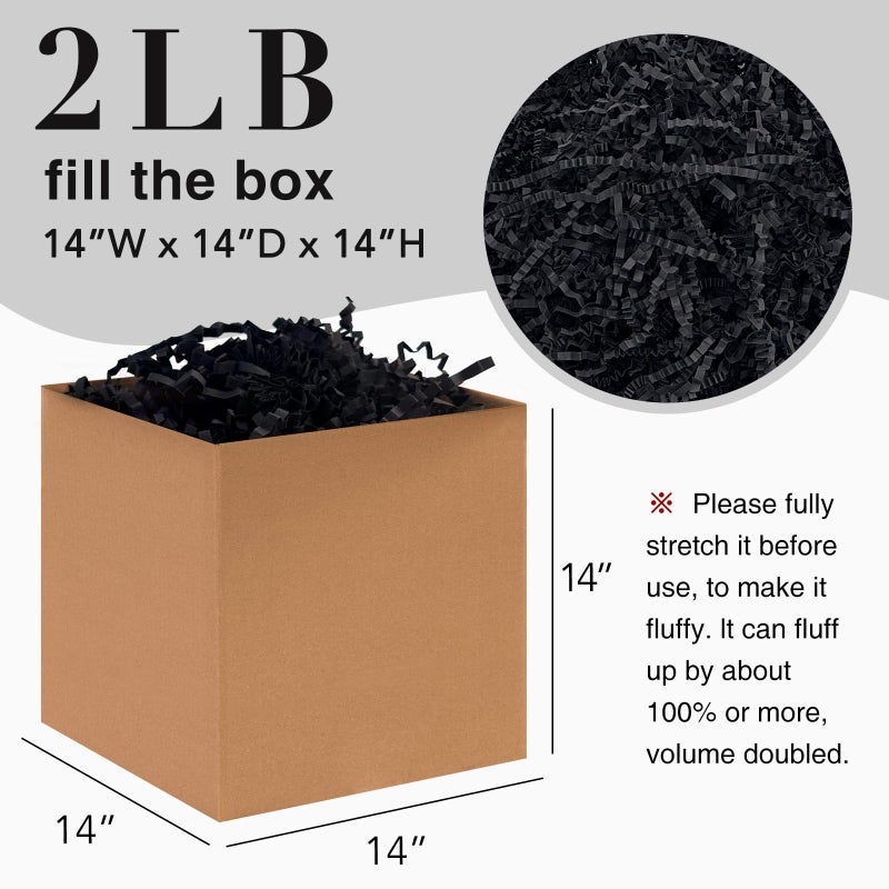 Corlcol 2LB Crinkle Cut Paper Shred Filler for Bag Gift Box Basket Confetti Paper Shreded Stuffing Decoration for Valentine's Day Holiday Party(Black) - Image 2