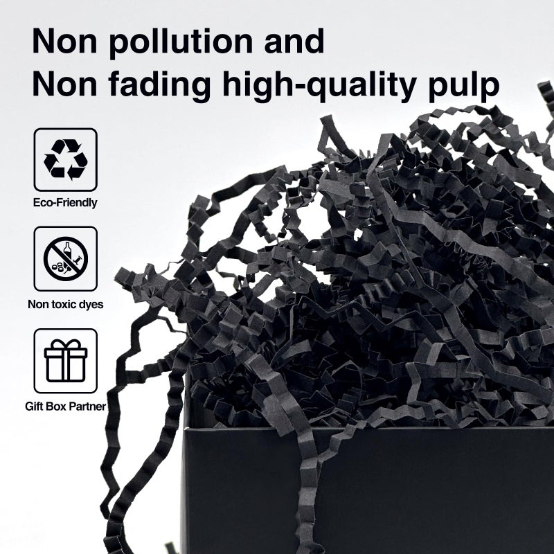 Corlcol 2LB Crinkle Cut Paper Shred Filler for Bag Gift Box Basket Confetti Paper Shreded Stuffing Decoration for Valentine's Day Holiday Party(Black) - Image 3