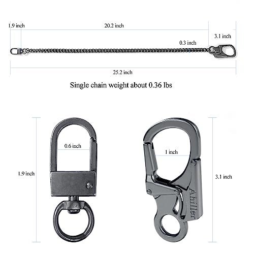 Ahiller Biker Wallet Chain, Heavy Duty Pocket Chain with Lockable Carabiner, Men Chains for Keys, Jeans, Pants, Purse and Handbag (P-Black-1PCS) - Image 4