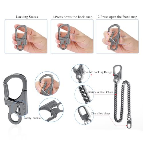 Ahiller Biker Wallet Chain, Heavy Duty Pocket Chain with Lockable Carabiner, Men Chains for Keys, Jeans, Pants, Purse and Handbag (P-Black-1PCS) - Image 5