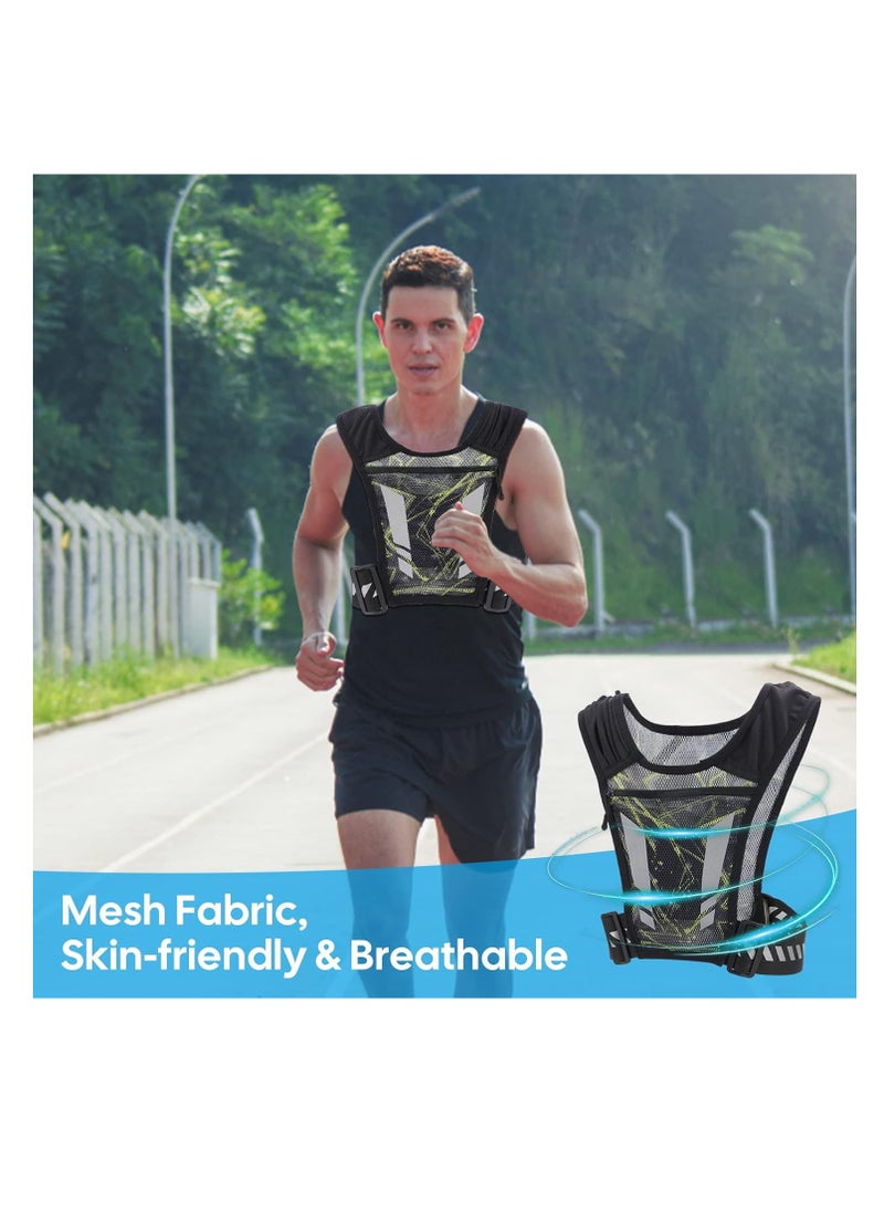 SYOSI - Running Vest Phone Holder, Chest Phone Holder with 4 Pockets Lightweight Breathable Training Reflective, Running Vest Sport Jogging Vest, Adjustable Waistband for Running, Gym, Biking, Men & Women - Image 1