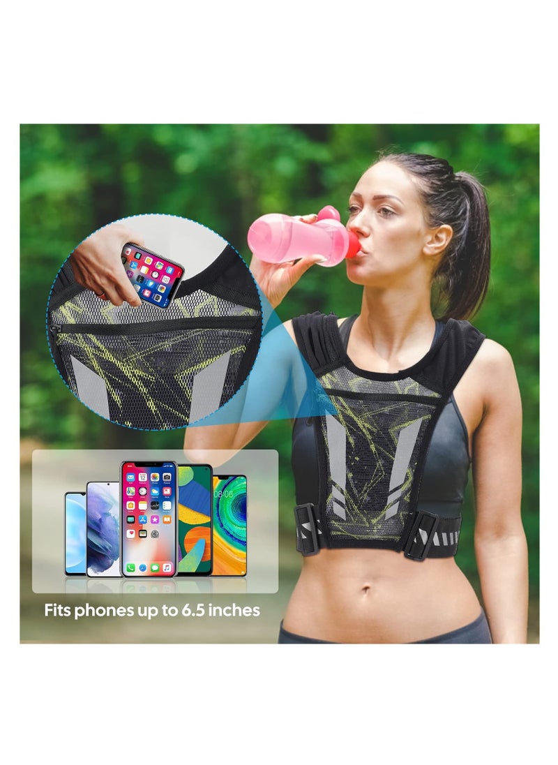 SYOSI - Running Vest Phone Holder, Chest Phone Holder with 4 Pockets Lightweight Breathable Training Reflective, Running Vest Sport Jogging Vest, Adjustable Waistband for Running, Gym, Biking, Men & Women - Image 1