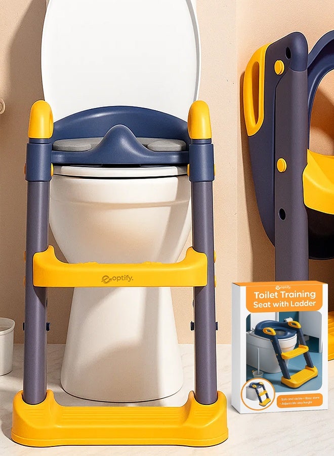 Eoptify 2-in-1 Foldable Potty Training Seat with Ladder – Adjustable Toddler Toilet Trainer with Step Stool, Anti-Slip, for Boys & Girls (Ages 1-12) - Image 1