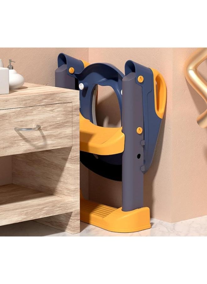Eoptify Baby Potty Toilet Training Seat with Ladder for Toddler Toilet Seat, Foldable Toilet Training Seat chair with Handle Cushion, Adjustable Potty Chair for Kids  - Image 4