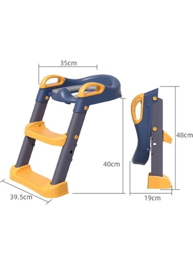Eoptify Baby Potty Toilet Training Seat with Ladder for Toddler Toilet Seat, Foldable Toilet Training Seat chair with Handle Cushion, Adjustable Potty Chair for Kids  - Image 2