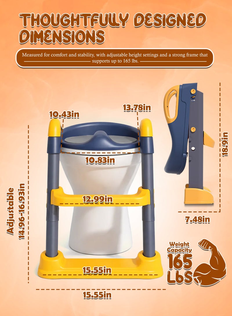 Eoptify 2-in-1 Baby Potty Training Seat with Ladder for Western Toilets | Adjustable Kids Potty Chair with Step Stool, Handle & Removable Soft Cushion | Infant Toddler Toilet Trainer for Boys Girls Ages 1-12 - Image 5