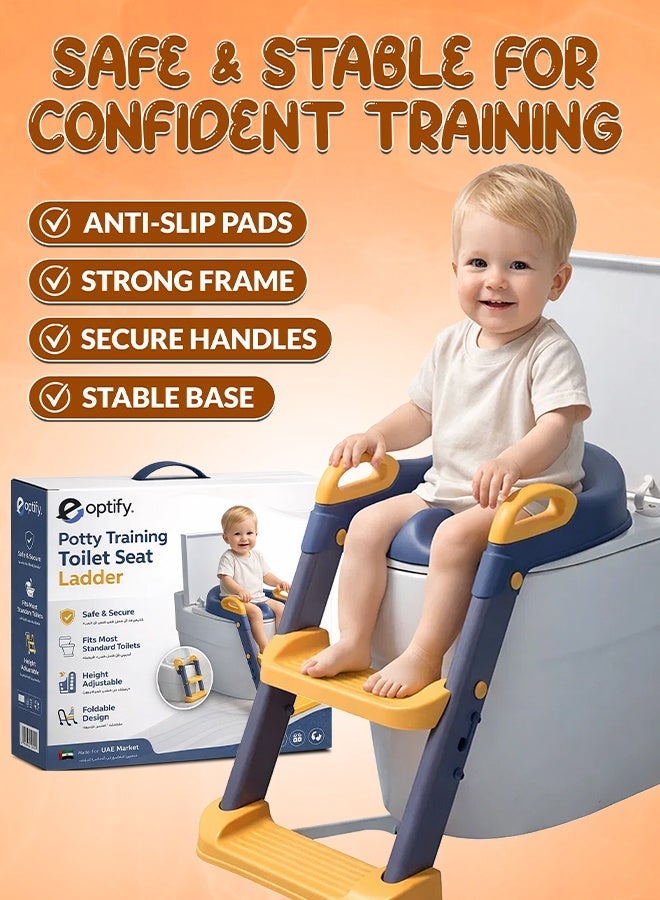 Eoptify 2-in-1 Baby Potty Training Seat with Ladder for Western Toilets | Adjustable Kids Potty Chair with Step Stool, Handle & Removable Soft Cushion | Infant Toddler Toilet Trainer for Boys Girls Ages 1-12 - Image 4