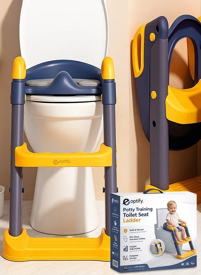 Eoptify 2-in-1 Baby Potty Training Seat with Ladder for Western Toilets | Adjustable Kids Potty Chair with Step Stool, Handle & Removable Soft Cushion | Infant Toddler Toilet Trainer for Boys Girls Ages 1-12 - Image 1