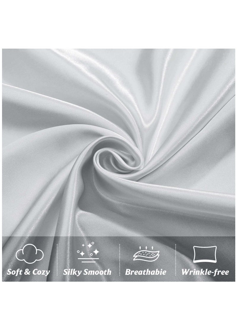 Arabest 2-Piece Simple Solid Colour Silk Satin Pillow Case with Envelope Closure for Hair and Skin Light Grey 51x76/51x102cm - Image 2