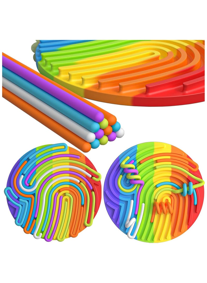 Soofam Sensory Activity Board Rainbow Color Silicone Fidget Toy for Calming, Stress, Anxiety, Autism, Silent, No Mess, Kids 3+ Adults, Includes Portable Travel Bag With 13 Strings  - Image 5