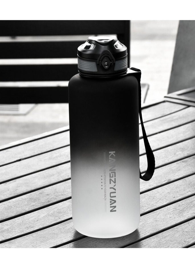 KANGZYUAN Sports Water Bottle 1500ML High Capacity Protein Shaker Outdoor Travel Portable Leakproof Drinkware Plastic Drink Bottle BPA Free 1.5L Black and White  - Image 3