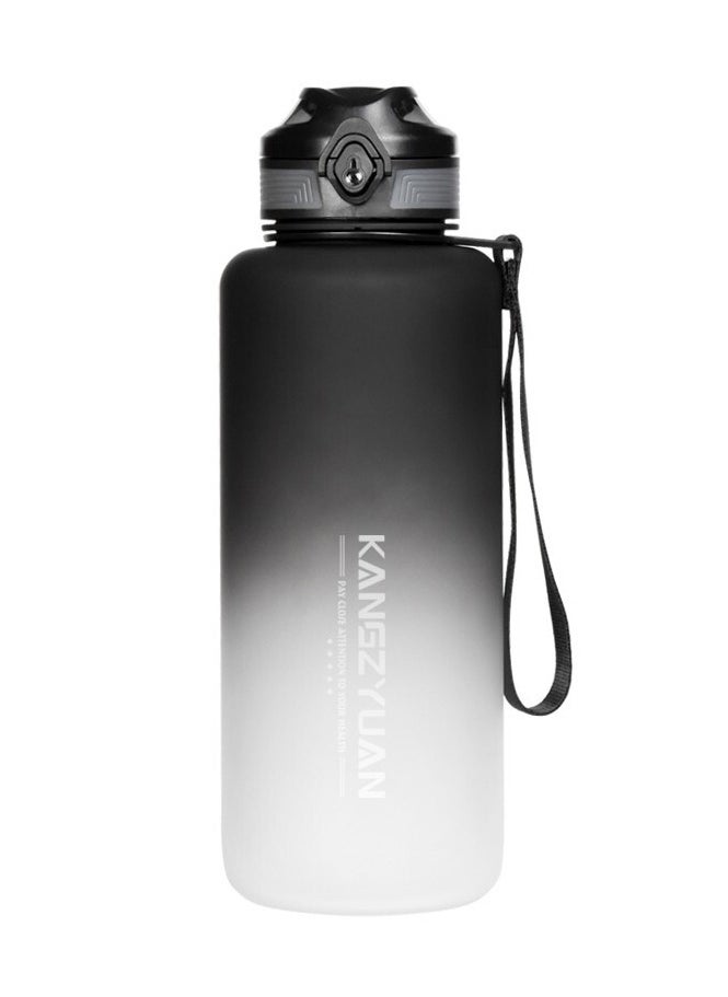 KANGZYUAN Sports Water Bottle 1500ML High Capacity Protein Shaker Outdoor Travel Portable Leakproof Drinkware Plastic Drink Bottle BPA Free 1.5L Black and White  - Image 1