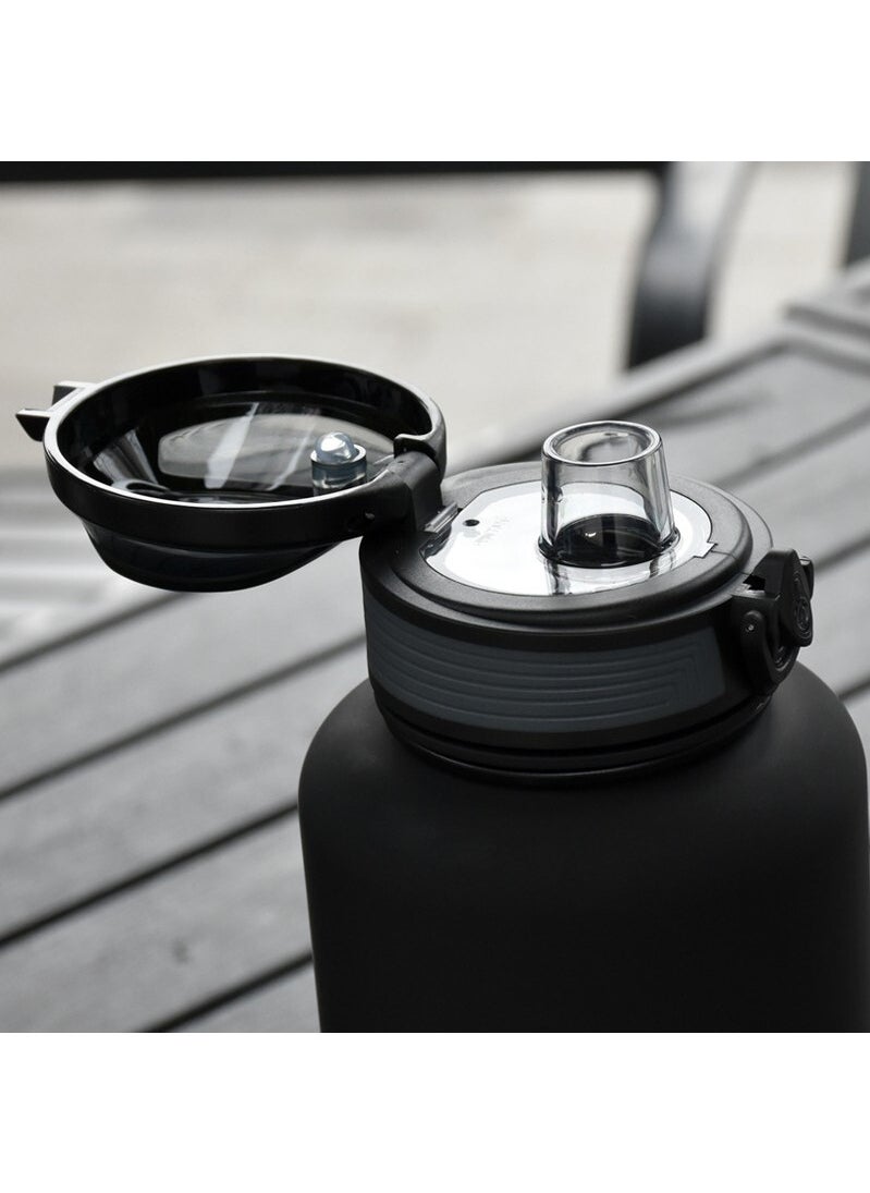 KANGZYUAN Sports Water Bottle 1500ML High Capacity Protein Shaker Outdoor Travel Portable Leakproof Drinkware Plastic Drink Bottle BPA Free 1.5L Black and White  - Image 5