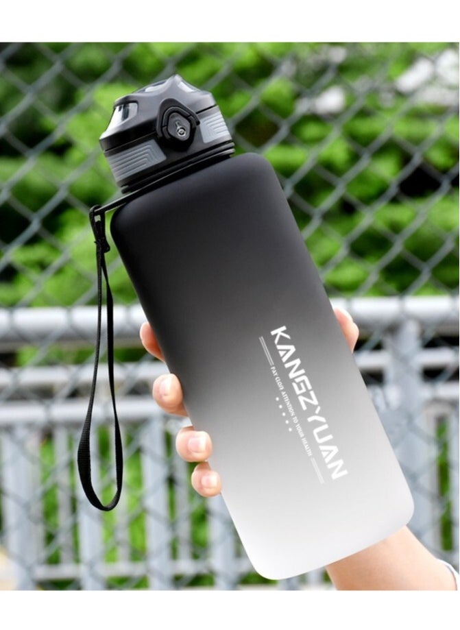 KANGZYUAN Sports Water Bottle 1500ML High Capacity Protein Shaker Outdoor Travel Portable Leakproof Drinkware Plastic Drink Bottle BPA Free 1.5L Black and White  - Image 2