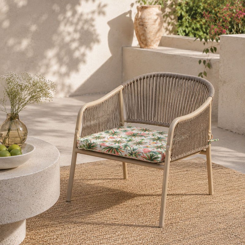 DANUBE HOME Square Seat Cushion With Zipper 58X58X5Cm - Tropical Murmur, Multicolour, Tropical Square Seat Cushion, 100% Polyester Fabric, For Patio Chairs - Image 1