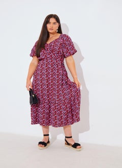 In the style Puff Sleeve Printed Wrap Dress  - Image 1