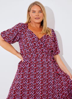 In the style Puff Sleeve Printed Wrap Dress  - Image 4