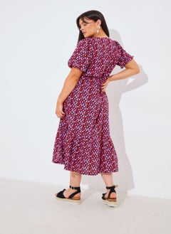In the style Puff Sleeve Printed Wrap Dress  - Image 2