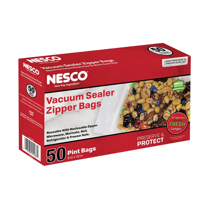 Nesco Vacuum Sealer Pint Zipper Bags  50 count