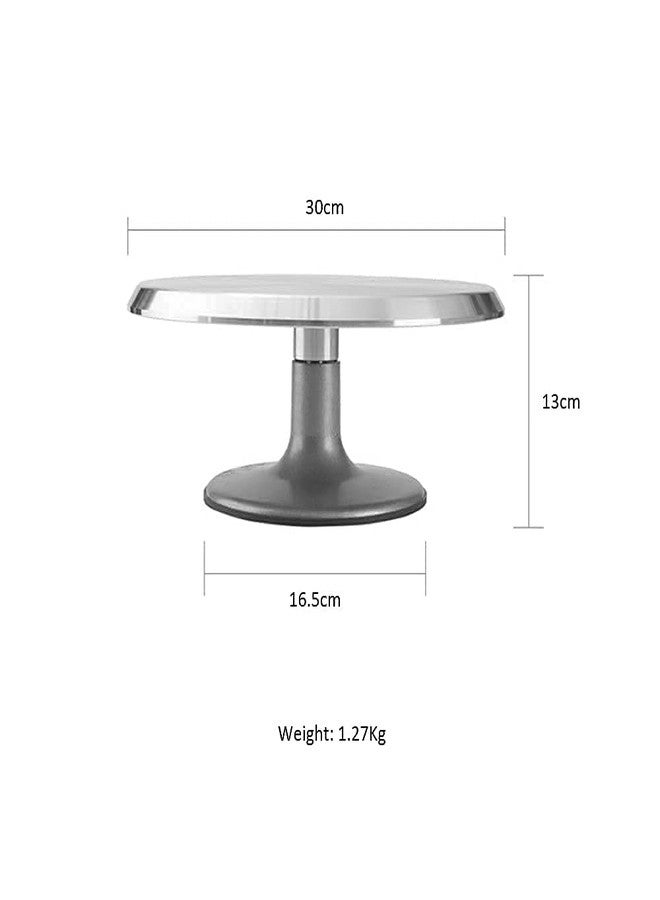 BAKING SET طقم خبز يتضمن طاولة دوارة للكيك 360 درجة مقاس 12 بوصة، طاولة دوارة لتزيين الكيك بشكل احترافي، مصنوعة من سبائك الألومنيوم والفولاذ. - Image 3