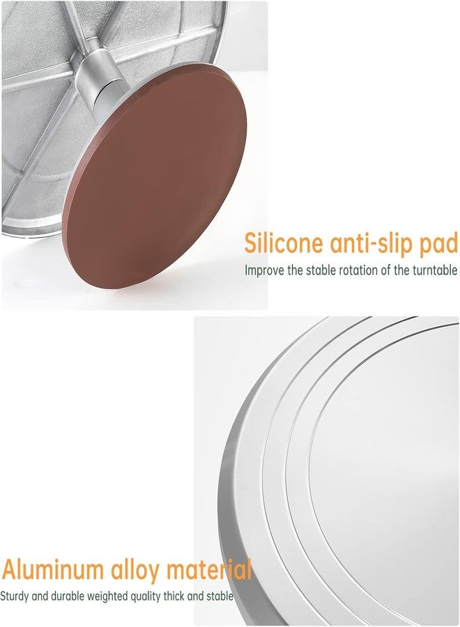 BAKING SET طقم خبز يتضمن طاولة دوارة للكيك 360 درجة مقاس 12 بوصة، طاولة دوارة لتزيين الكيك بشكل احترافي، مصنوعة من سبائك الألومنيوم والفولاذ. - Image 5