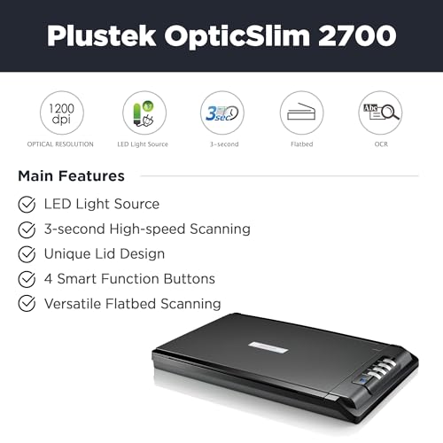Plustek OpticSlim 2700 High Speed Flatbed Scanner 3sec Fast scan Speeds Compact Design for Home and Home Office Windows and Mac Support - Image 3