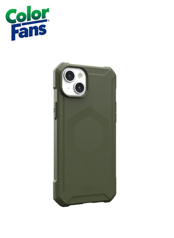 Color Fans Apple iPhone 15 Plus Case Essential Armor Built-in Magnet Compatible with Magnet Charging Rugged Protective Cover - Olive - Image 3