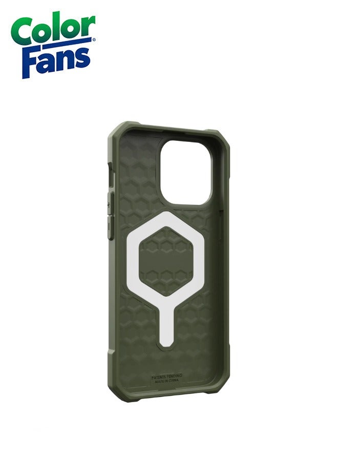 Color Fans Apple iPhone 15 Plus Case Essential Armor Built-in Magnet Compatible with Magnet Charging Rugged Protective Cover - Olive - Image 4
