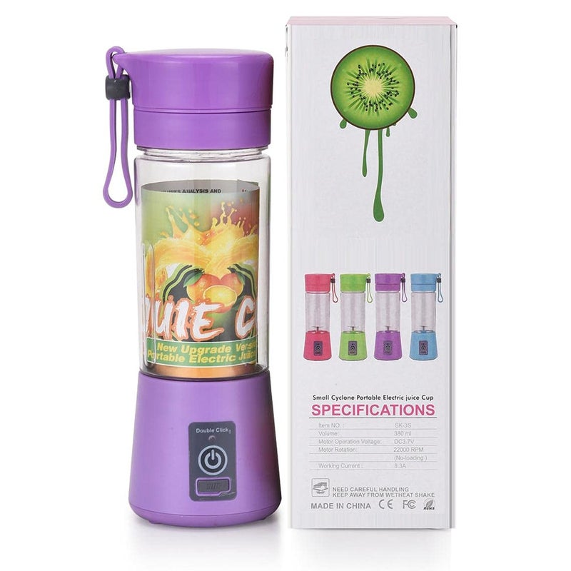 Generic 2021 AlwaysCDXX Portable Blender, Personal Size Travel size Shakes and Smoothies Mini Juicer Cup USB Rechargeable 380ML, 6 blade,fruit and baby food mixer, protein shake (Purple)