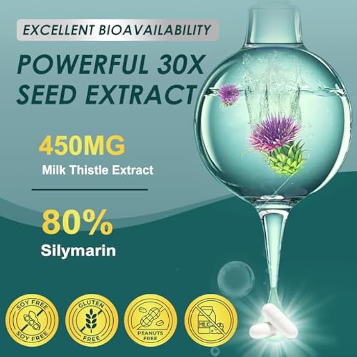 ZEBORA Milk Thistle Supplement for Liver Cleanse Detox & Repair, Liver Supplement with 450 mg Milk Thistle Extract (80% Silymarin) for Liver Support and Health, GMO-Free, 120 Veggie Capsules (60 Day-Supply) - Image 3