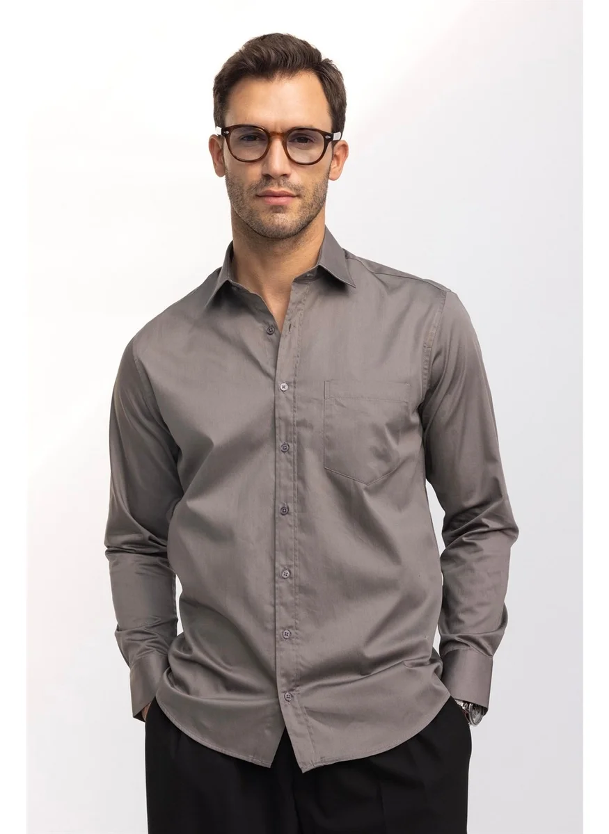 تودورس Classic Fit Relaxed Cut Plain Men's Shirt