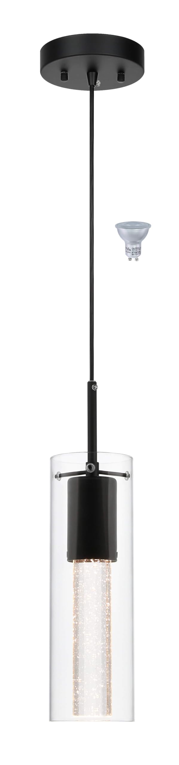 XiNBEi Lighting Pendant Light, Modern 3 Light Cluster Kitchen Island Pendant Lighting with LED Bulb & Bubble Crystal, Matte Black Finish XB-P1110-3-MB - Image 1