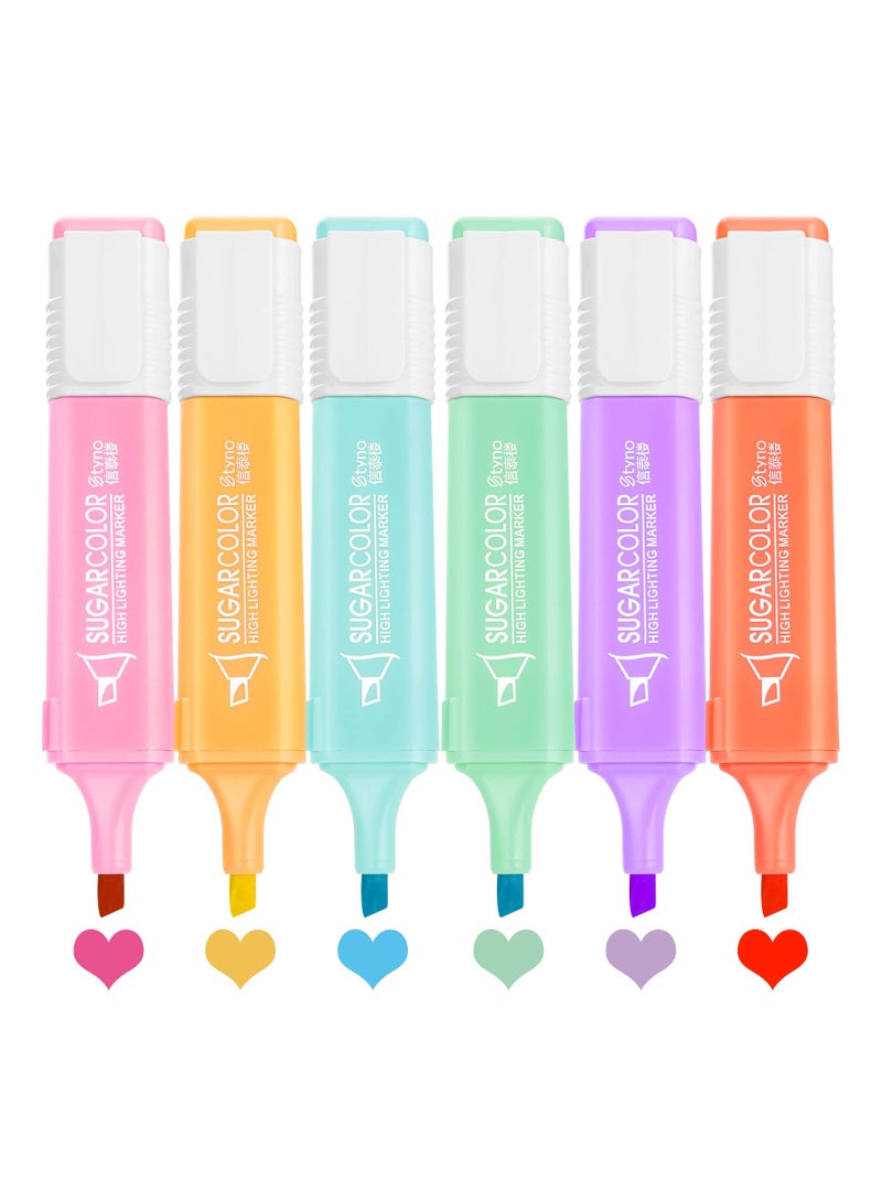 6-Pack Pastel Highlighters, Aesthetic Cute Marker Pens with Quick Drying, Assorted Chisel Tip Colors, Water-Based Highlighter Set for Office and School Supplies. - Image 2