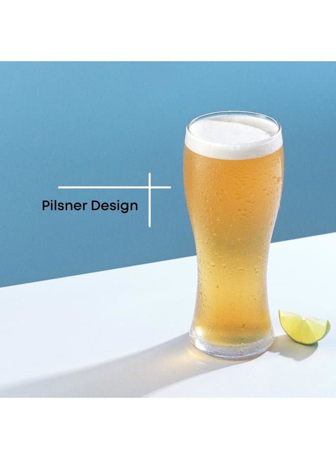 JoyJolt Callen 15.5oz Beer Glasses Set of 4 - Craft, Pilsner, IPA Pint Glass - Solid Glassware Cup - Classic Gifts, Mugs for Men - Image 2