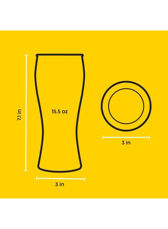 JoyJolt Callen 15.5oz Beer Glasses Set of 4 - Craft, Pilsner, IPA Pint Glass - Solid Glassware Cup - Classic Gifts, Mugs for Men - Image 5