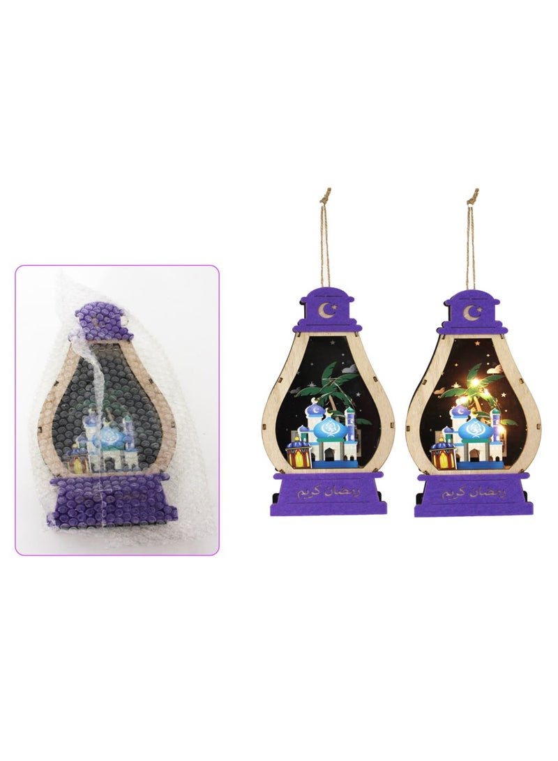 PARTY FUN Ramadan Kareem Wooden Lantern With Light 5x22cm of Warm Illumination - Image 2