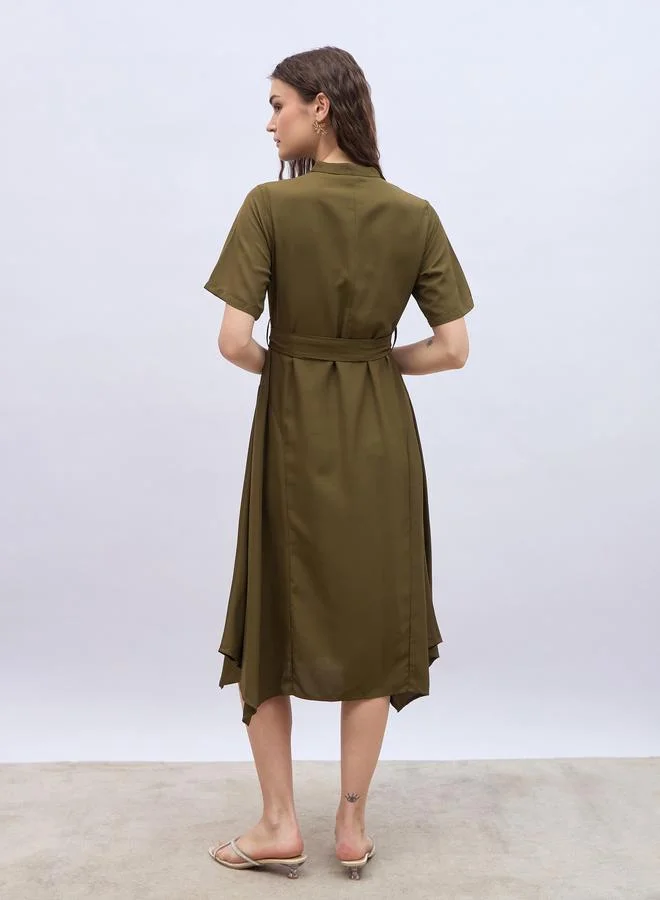 Styli Belted Midi Dress