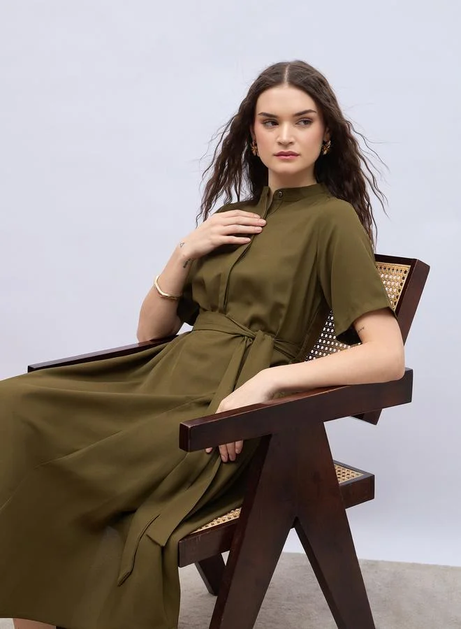 Styli Belted Midi Dress