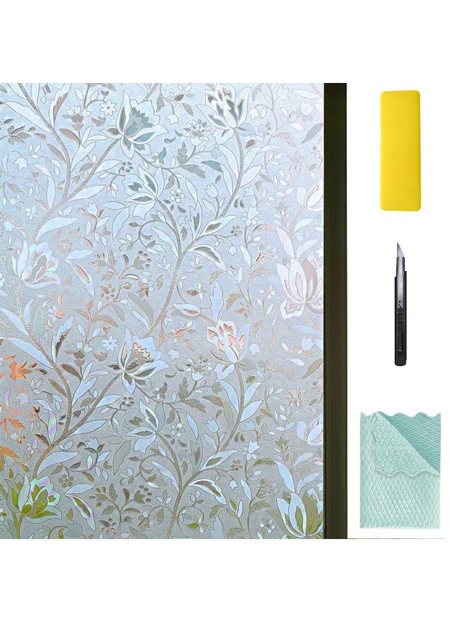 Niviy NIVIY Excellent Quality 3D Static Cling Window Film with Installation Tools Self Adhesive Window Covering Decorative Flower Privacy Film for Window 17.7" x 78.7"  - Image 1