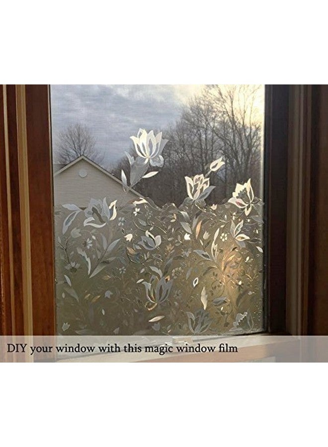 Niviy NIVIY Excellent Quality 3D Static Cling Window Film with Installation Tools Self Adhesive Window Covering Decorative Flower Privacy Film for Window 17.7" x 78.7"  - Image 3