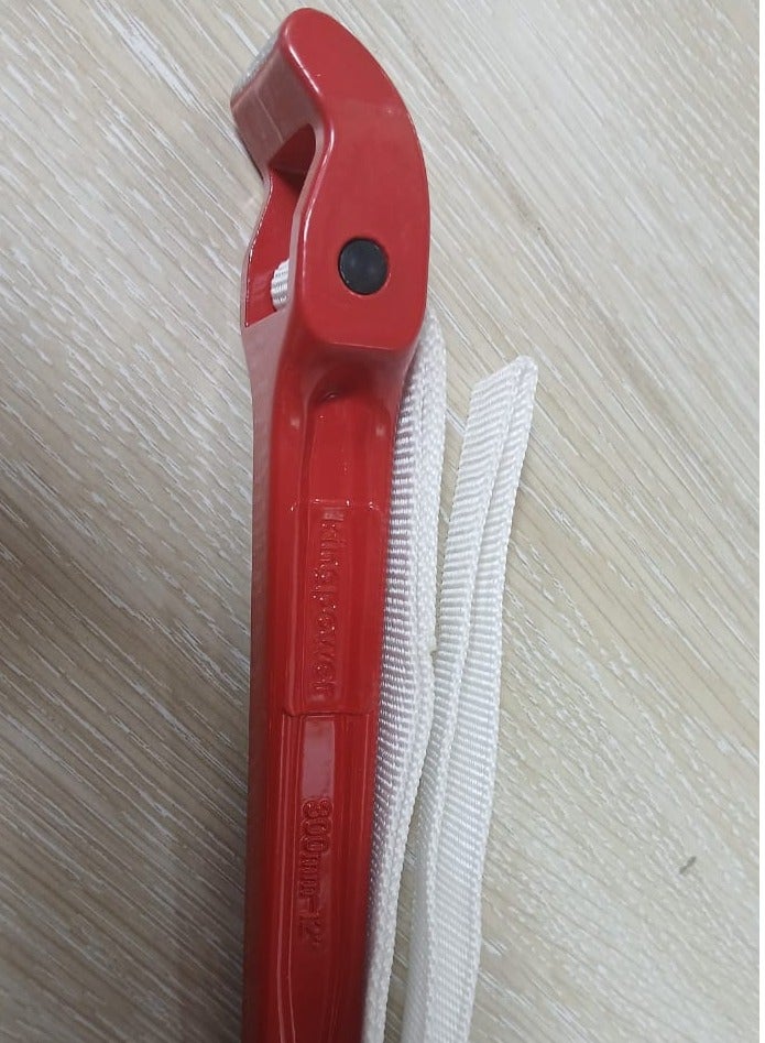 Strap Wrench 12 inch with White Color Nylon Belt & Red Color Aluminium Alloy Handle  - Image 1