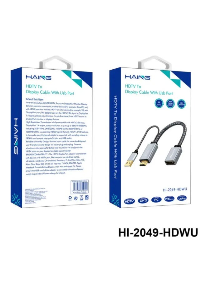 Haing HDWU HDMI to Display Caple with USB Port 4K 60Hz