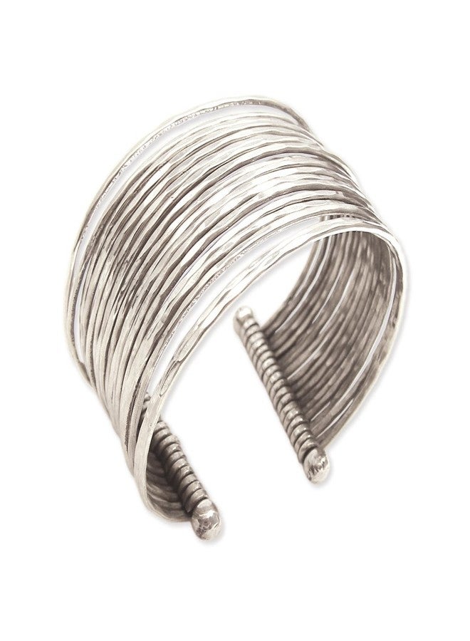 SPUNKYsoul New! Boho Metal Cuff Bangle Bracelets for Women in Silver Gold or Multi Toned Copper l Collection (Silver 18 Line) - Image 4