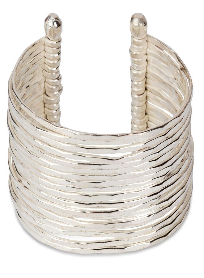 SPUNKYsoul New! Boho Metal Cuff Bangle Bracelets for Women in Silver Gold or Multi Toned Copper l Collection (Silver 18 Line) - Image 1