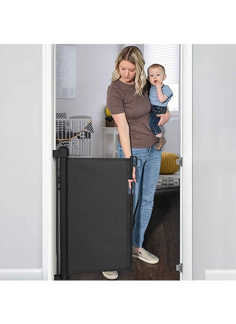 Retractable Baby Gate, Mesh Safety Gate for Babies and Pets, Extra Wide Safety Baby Gate 34" Tall & 59" Wide, Pet Gate for doorways, Stairs, Indoor/Outdoor (1.5M black")