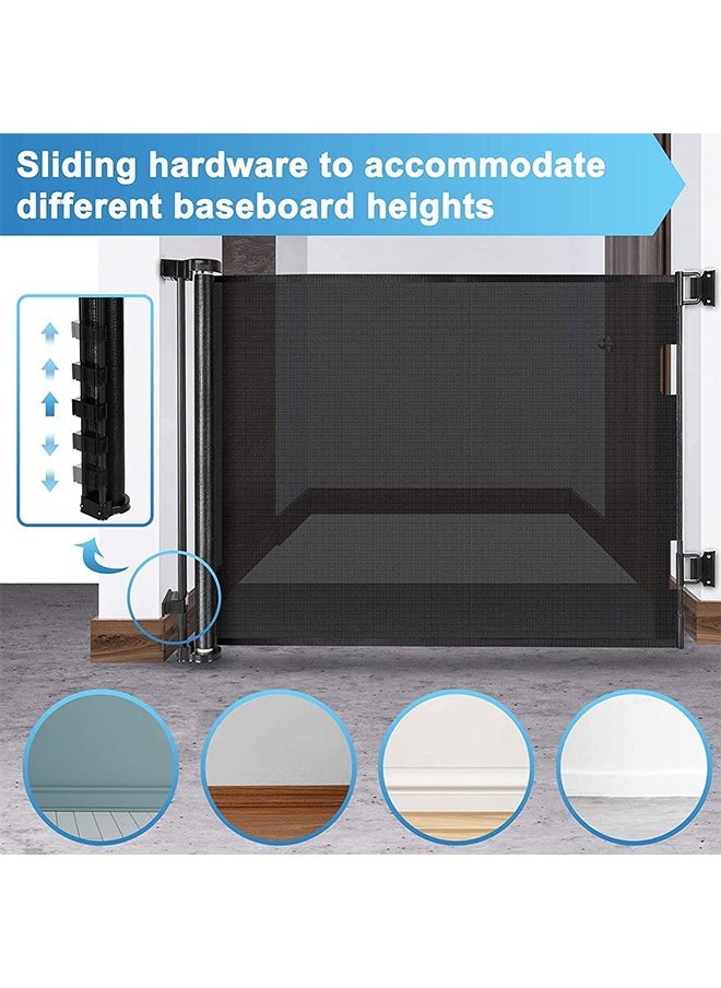 Arababy - Retractable Baby Gate, Mesh Safety Gate for Babies and Pets, Extra Wide Safety Baby Gate 34" Tall & 59" Wide, Pet Gate for doorways, Stairs, Indoor/Outdoor (1.5M black") - Image 1